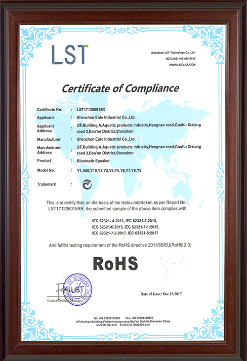Certificado RoHs